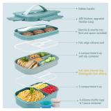 Bento Box Adult Lunch Box, Stackable Lunch Container for Adults Men Women Kids, 63oz 3 Layer Large Lunch Box Container with Utensil Set, Sauce Container, Muffin Cups, Green