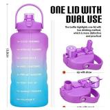 HydroPal Water Bottles with Straw, 128 oz Gallon Water Bottle Water Jug BPA Free Leak-proof Sports Bottle with Times to Drink Perfect for Fitness Gym Camping Outdoor (128 OZ Jacaranda)