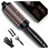 Terviiix Thermal Brush 1.77 Inch Quick Heating Makes Hair Silky Smooth, Ceramic Tourmaline Ionic Heated Brush & Round Brush Volumizer, Digital Display 9 Temperatures Curling Iron, Dual Voltage