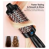 Terviiix Thermal Brush 1.77 Inch Quick Heating Makes Hair Silky Smooth, Ceramic Tourmaline Ionic Heated Brush & Round Brush Volumizer, Digital Display 9 Temperatures Curling Iron, Dual Voltage