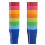 US Acrylic Spectrum Unbreakable Plastic 10 ounce Stackable Juice Tumblers in 8 Assorted Colors | Set of 16 Kids Drinking Cups | Reusable, BPA-free, Made in the USA, Top-rack Dishwasher Safe