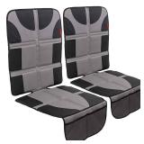 Lusso Gear Car Seat Protector (2-Pack) - Thick Padding, Waterproof - Child Seat Cover with Two Mesh Storage Pockets, Grey Foldable Design