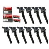MAS Set of 10 Ignition Coils Pack DG508+Motorcraft Spark Plugs SP479 Compatible with Ford E350 E450 F250 F350 F450 F550 Econoline Super Duty F53 6.8L V10 DG457 DG472 DG491 3W7Z-12029-AA - Retail: $100