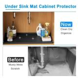 Under Sink Mat - 31" x 22" Waterproof Kitchen Cabinet Mat - Flexible Silicone Under Sink Liner - Kitchen Bathroom Cabinet Mat and Protector for Drips Leaks Spills (Black)