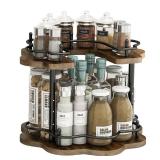 LIAISIMI 2 Tier Lazy Susan Organizer,2-Tier Spinning Spice Rack with Stable Carousel Base & 4 Height Settings for Cupboard Kitchen Countertop Dining Table Cupboard (Petal Shape)