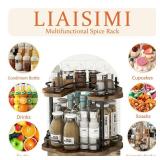 LIAISIMI 2 Tier Lazy Susan Organizer,2-Tier Spinning Spice Rack with Stable Carousel Base & 4 Height Settings for Cupboard Kitchen Countertop Dining Table Cupboard (Petal Shape)