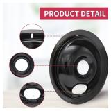 COZZIVITA Black Stove Burner Drip Pans for Electric Stove Top - 318067051 5304430150 Perfectly Fit Frigidaire Kenmore Electric Range - 10% Energy Save by Enamel Spraying -2 x 6 in, 2 x 8 in