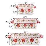 Coloch 3 Pack Ceramic Baking Dishes, Rectanglar Bakeware Set Hand-painted Lasagna Pan Porcelain Serving Bakeware for Pasta, Chicken, Kitchen, Banquet, Microwave and Dishwasher Safe