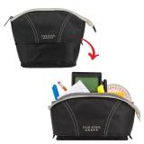 Five Star Pencil Pouch, Pen Case, Storage Organizer for School Supplies Earbuds Chargers Cables Makeup, Quick View Expandable, Black/Grey (507610A-ECM)