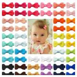 CÃLLOT Baby Hair Clips 50 Pieces 25 Colors in Pairs Baby Girls Fully Lined Baby Bows Hair Pins Tiny 2" Hair Bows Alligator Clips for Girls Infants Toddlers