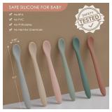 6-Piece Silicone Baby Feeding Spoons, First Stage Infant Spoons, Soft-Tip Easy on Gums I Baby Training Spoon | Infant Utensils Feeding Supplies, Dishwasher & Boil-proof