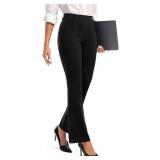 Rammus Womens Dress Pants with Pockets Stretchy Business Casual Work Pants Bootcut Slacks for Office Black