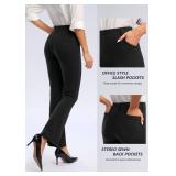Rammus Womens Dress Pants with Pockets Stretchy Business Casual Work Pants Bootcut Slacks for Office Black