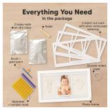 Baby Hand and Footprint Kit - Clay Handprint Keepsake Frame, Newborn Nursery Picture Frame, Personalized New Mom Gifts for Baby Shower & Registry (Alpine White)