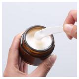 OverNews 2oz Amber Glass Jar Travel Size, 4PCS Empty Cosmetic Lotion Container with Black Lid & Spatula, Small Mini Jar for Beauty