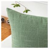 Kevin Textile Set of 2 Sage Green Pillow Covers Spring 24 x 24 Inch Farmhouse Boho Decorative Throw Pillow Covers Linen Cushion Covers for Sofa Couch DÃ©cor
