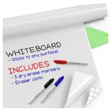 Kassa Reusable & Removable White Board Wallpaper | 1.4ft x 8ft Self Adhesive Dry Erase Contact Paper | 3 Markers & Eraser Cloth Included | for Home, Office, School & Kids Art & Decoration
