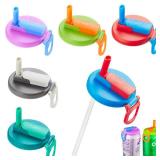 6 pack 6 color Soda Can Lids with Straws, Reusable Silicone Straws Soda âCan Covers, BPA-Free,Airtight Seal, Easy to Use, Prevents Spills, Fits Standard Cans. (Colour mixture)