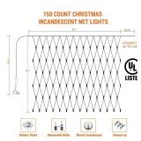 Lomotech Christmas Net Lights, 6ft x 4ft 150 Count Incandescent Mesh Lights, Connectable UL Certified Waterproof Bushes Lights for Christmas, Trees, Shurb, Garden Outdoor Decorations (Multicolor)
