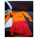 Orange Sweater and Red Skirt Set