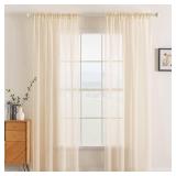 MIULEE 2 Panels Solid Color Sheer Window Curtains Elegant Window Voile Panels/Drapes/Treatment for Bedroom Living Room (54 X 72 Inches Cream Beige)