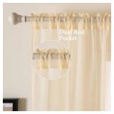 MIULEE 2 Panels Solid Color Sheer Window Curtains Elegant Window Voile Panels/Drapes/Treatment for Bedroom Living Room (54 X 72 Inches Cream Beige)