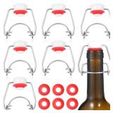 6 Pcs Flip Top Bottle Replacement Caps with 6 Sealing Silicone Gasket Flip Top Stopper for Glass Bottles Swing Lids Fit 8/17.5/26/35oz Bear Bottles