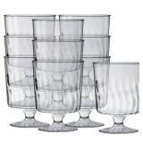 Kaya Elegant Clear Plastic Pedestal Wine Glasses - 8 oz. (Pack of 10) - Perfect for Celebrations, Gatherings, and Everyday Dining
