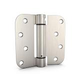 goldenwarm Pack of 2 4 inch Door Hinges Satin Nickel Self-Closing Spring Door Hinges - Heavy-Duty Spring Hinges for Interior and Exterior Doors, 5/8" Radius Corners