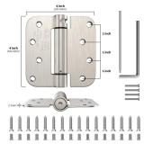 goldenwarm Pack of 2 4 inch Door Hinges Satin Nickel Self-Closing Spring Door Hinges - Heavy-Duty Spring Hinges for Interior and Exterior Doors, 5/8" Radius Corners