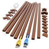 Yecaye 125in Brown Cord Hider - One-Cord Channel Cord Cover on Wall - Cable Management Kit - Wire Covers for Cords - Cable Raceway - 8X L15.7in W0.59in H0.4in, CMC03 Brown