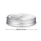 Honoson 20 Pcs Regular Mouth Mason Jar Straw Lids 2.7 Inch Metal Stainless Steel Mason Jar Drinking Lids with Straw Hole Leak Proof, Silver