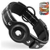 CollarDirect Airtag Dog Collar Reflective Nylon Neoprene Leather Holder for Apple Air Tag for Large, Medium, and Small Dogs (Black, XL, 20-24 Inch)