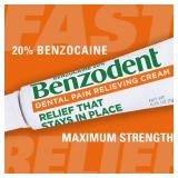 Benzodent Dental Pain Relieving Cream for Dentures and Braces, Topical Anesthetic, 0.25 Ounce Tube