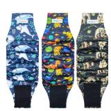Langsprit Male Belly Bands for Dogs (Pack of 3) - Dog Diapers Male - High Absorbing Dog Wraps Male Washable - Reusable Small Doggy Doggie Puppy Male Dog Diapers (Sloth,Whale,Dinosaur, Small)