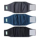 Wegreeco Washable Male Dog Belly Band (Stylish Pattern)- Pack of 3 - Washable Male Dog Belly Wrap, Dog Diapers Male (Black, Charcoal, Navy, Small)