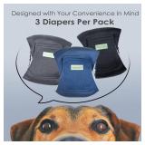 Wegreeco Washable Male Dog Belly Band (Stylish Pattern)- Pack of 3 - Washable Male Dog Belly Wrap, Dog Diapers Male (Black, Charcoal, Navy, Small)