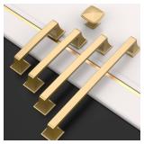 Amerdeco 10 Pack Champagne Bronze Cabinet Pulls 5 Inch(128mm) Hole Center Cabinet Hardware Kitchen Cabinet Handles for Bathroom Drawer Pulls Dresser Pulls ZH0002