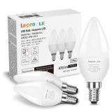 Lepro E12 LED Candelabra Light Bulbs, 5.5 watt, 40 watt Equivalent C37 B11 Ceiling Fan Bulb Chandelier Bulbs, 2700 Kelvin Warm White Type B Small Base Candle Lights, Frosted Plastic Shell, 3-Pack
