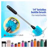 Holikme Bottle Brush Tube Cleaning Lab Set with Long Handle, Cup Cleaner for Washing Narrow Neck Beer Wine Decanter Pipes Lids Sinks Cap Covers, Azul