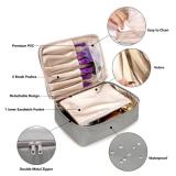 Ginsco Travel makeup bag with brush holder, 2Pcs large cosmetic bag Travel Makeup Organizer Portable Water-resistant Toiletry Bag with Handle for Girls Women Gray