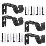Anndason Heavy Duty Adjustable Curtain Rod Brackets Rod Holders for 1 Inch Rod, Black Color, (Set of 4,Black)
