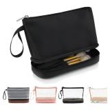 Ethereal Makeup Bag for Purse, Small Travel Makeup Organizer Bag for Women Daily Double Layer Cosmetic Bag Portable Makeup Brush Bags