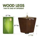 Yes4All 3 Inches Square Wood Furniture Legs Set of 4 - Wooden Replacement Feet for Couch - Adjustable Sofa, Ottomans Tapered Leg with Leveler - Brown Solid Wood Parts for Table, Chair