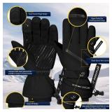 MORXPLOR Winter Ski Snow Gloves Men Women,Waterproof Windproof Touchscreen Snowboard Gloves,3M Thinsulate Insulated Warm Winter Snowmobile Glove