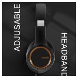 Lorelei X8 Over-Ear Wired Headphones with Microphone with 1.45m-Tangle-Free Nylon Line&3.5mm Plug,Lightweight Foldable & Portable Headphones for Smartphone,Tablet,Computer,Mp3/4(Black-Gold)