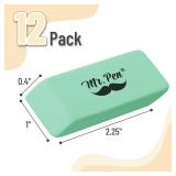 Mr. Pen- Erasers, 12 Pack, Green Pencil Eraser, Erasers for Pencils, Mr Pen Erasers, Erasers for School, Large Eraser, Block Erasers for School, Rubber Eraser, Large Erasers for School