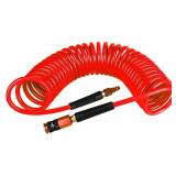 EADUTY Heavy Duty Polyurethane Recoil Air Hose 1/4 in x 25 ft, Lightweight, Flexible Compressor Hose with Universal Quick Coupler, I/M Plug and Bend Restrictors, Red