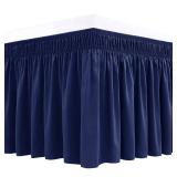 Biscaynebay Wrap Around Bed Skirts for Queen Beds 14" Drop, Navy Adjustable Elastic Dust Ruffles Easy Fit Wrinkle & Fade Resistant Silky Luxurious Fabric Solid Machine Washable