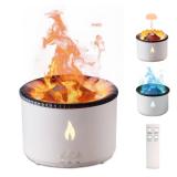 Volcano Humidifier Flame Aroma Diffuser: 300ml Aromatherapy Humidifier Jellyfish/Flame 2 Mist Mode Air Humidifier Remote Control Super Quiet Oil Cold Mist Diffuser for Gym(Double Color Flame)